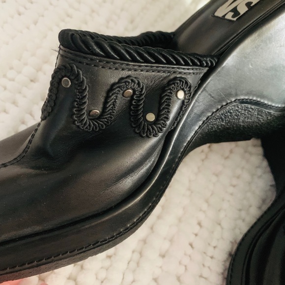 Women’s black slip on high heel mules 10 - Picture 3 of 4